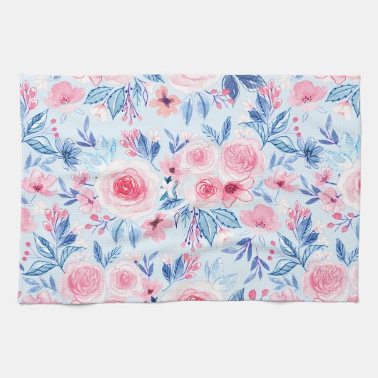 Waterverf bloemen en bladeren 2 theedoek (Horizontaal)