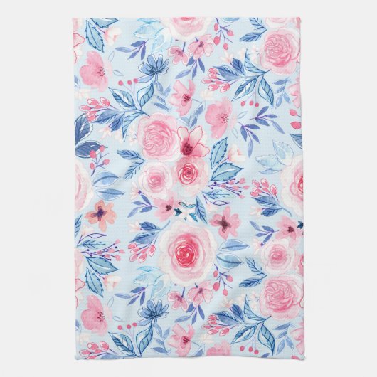 Waterverf bloemen en bladeren 2 theedoek (Verticaal)