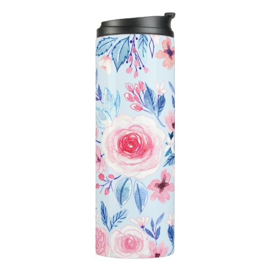 Waterverf bloemen en bladeren 2 thermosbeker (Gedraaid links)