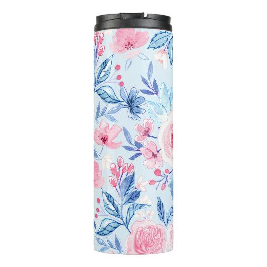 Waterverf bloemen en bladeren 2 thermosbeker (Achterkant)