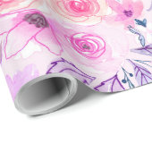 Waterverf bloemen en bladeren 3 cadeaupapier (Rol Hoek)