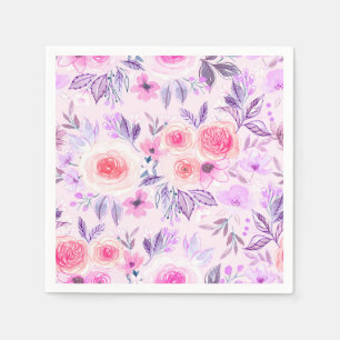 Waterverf bloemen en bladeren 3 servet