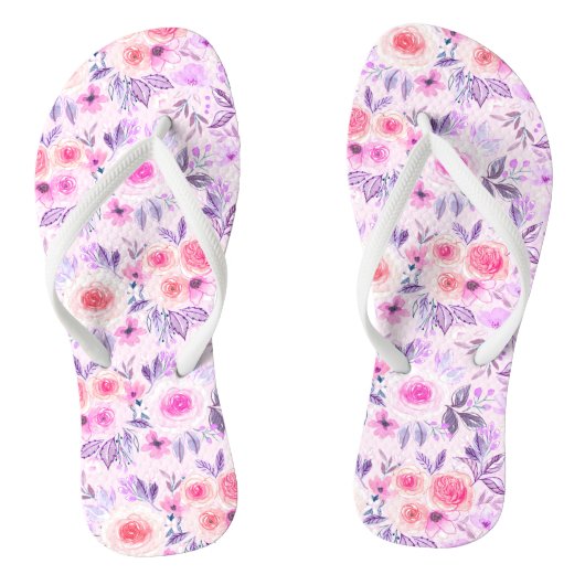 Waterverf bloemen en bladeren 3 teenslippers (Voetbed)