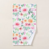 Waterverf bloemen en bladeren bad handdoek (Handdoek)