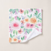 Waterverf bloemen en bladeren bad handdoek (Wasdoekje)