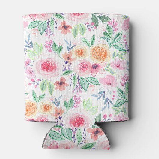 Waterverf bloemen en bladeren blikjeskoeler (Achterkant)