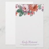 Waterverf bloemen en bladeren briefpapier (Voorkant / Achterkant)