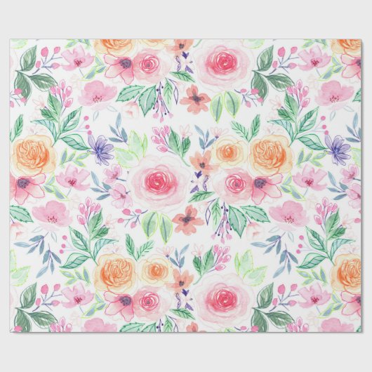 Waterverf bloemen en bladeren cadeaupapier (Vlak)