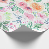 Waterverf bloemen en bladeren cadeaupapier (Hoek)