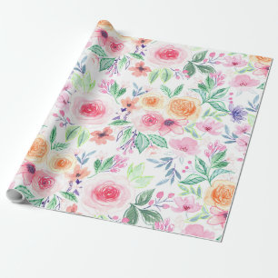 Waterverf bloemen en bladeren cadeaupapier