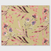 Waterverf bloemen en bladeren Cadeaupapier (Vlak)