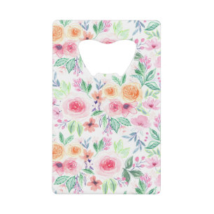 Waterverf bloemen en bladeren creditkaart flessenopener