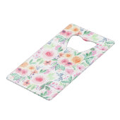 Waterverf bloemen en bladeren creditkaart flessenopener (Voorkant Gekanteld)