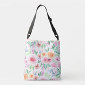 Waterverf bloemen en bladeren crossbody tas (Achterkant)