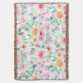 Waterverf bloemen en bladeren deken (Voorkant Verticaal)