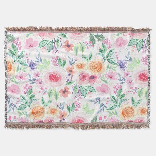 Waterverf bloemen en bladeren deken (Voorkant)