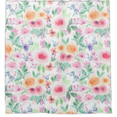 Waterverf bloemen en bladeren douchegordijn (Voorkant)