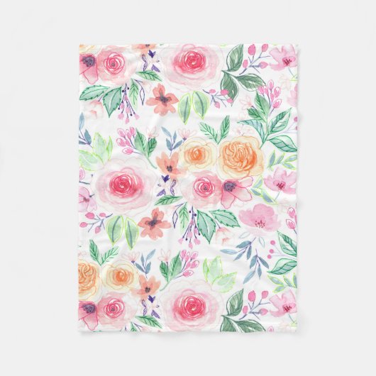 Waterverf bloemen en bladeren fleece deken (Voorkant)