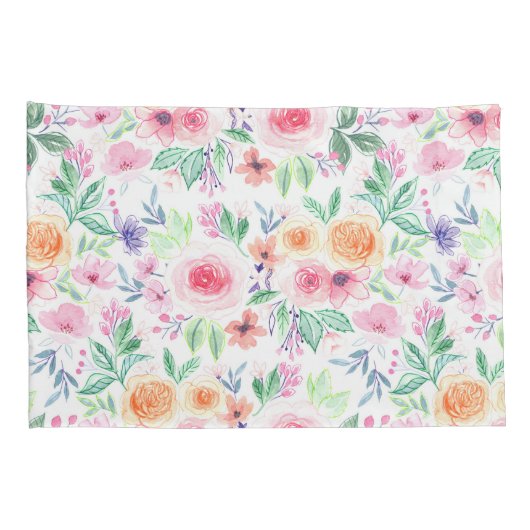 Waterverf bloemen en bladeren kussensloop (Achterkant-Rechts)