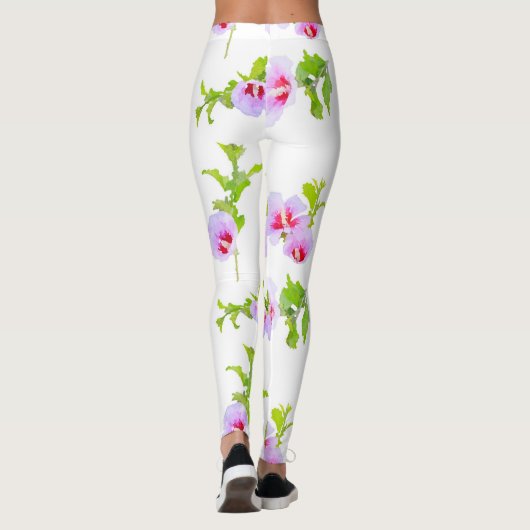 Waterverf bloemen en bladeren leggings (Achterkant)