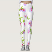 Waterverf bloemen en bladeren leggings (Voorkant)