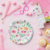 Waterverf bloemen en bladeren papieren bordje (Feest)