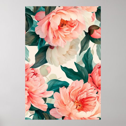 Waterverf bloemen en bladeren poster (Voorkant)
