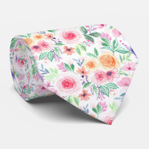Waterverf bloemen en bladeren stropdas