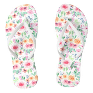 Waterverf bloemen en bladeren teenslippers