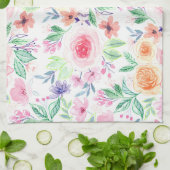 Waterverf bloemen en bladeren theedoek (Gevouwen)