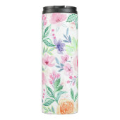 Waterverf bloemen en bladeren thermosbeker (Achterkant)