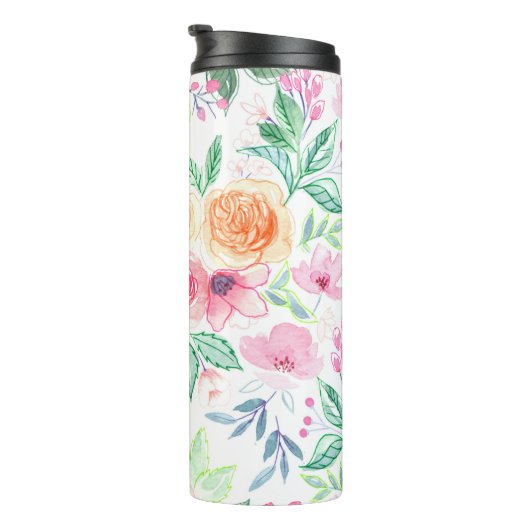 Waterverf bloemen en bladeren thermosbeker (Geroteerd rechts)