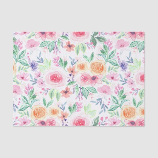 Waterverf bloemen en bladeren tissuepapier (Voorkant)