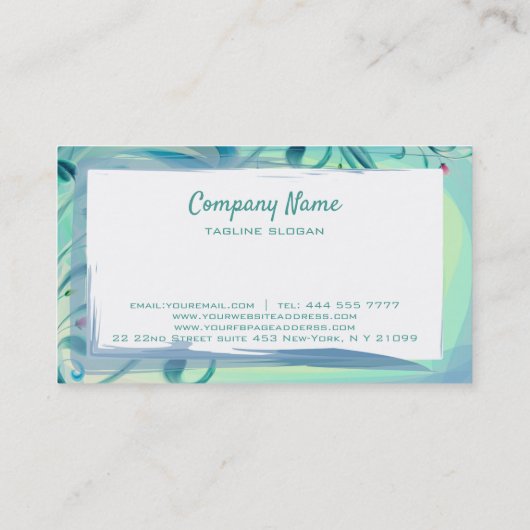 Waterverf bloemen en bladeren visitekaartje (Achterkant)