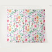 Waterverf bloemen en bladeren wandkleed (Voorkant (horizontaal))