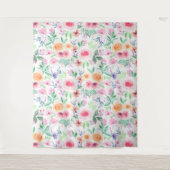 Waterverf bloemen en bladeren wandkleed (Voorkant)