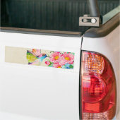 Waterverf, bloemen en bloemen bumpersticker (Op Truck)