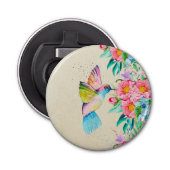 Waterverf, bloemen en bloemen button flesopener (Voorkant)