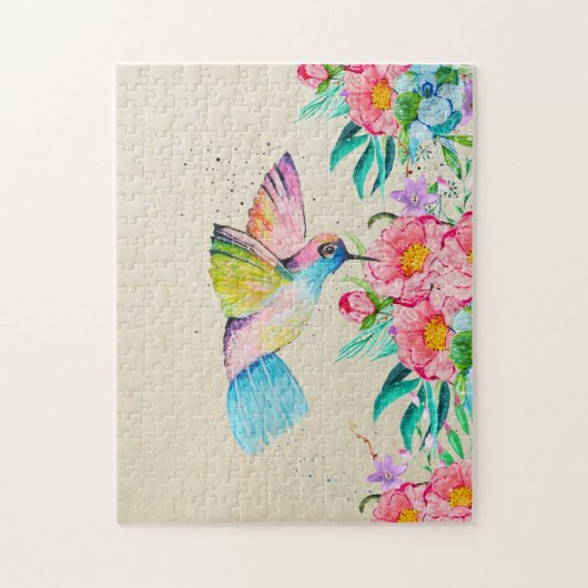 Waterverf, bloemen en bloemen legpuzzel (Verticaal)