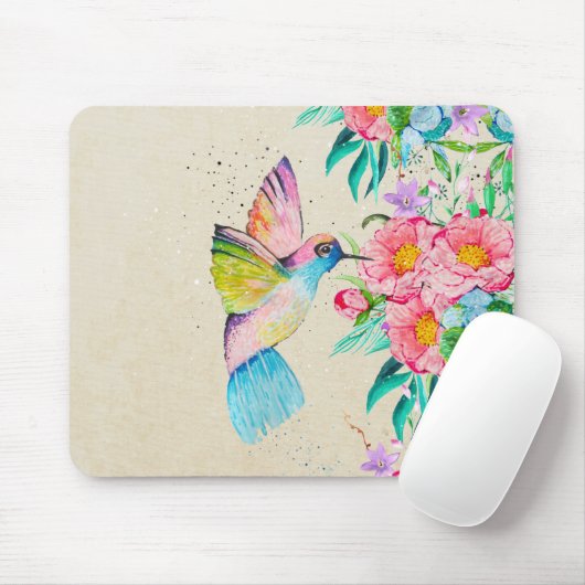 Waterverf, bloemen en bloemen muismat (Met muis)