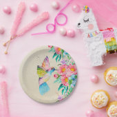 Waterverf, bloemen en bloemen papieren bordje (Feest)