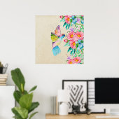 Waterverf, bloemen en bloemen poster (Thuiskantoor)