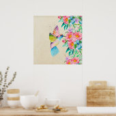 Waterverf, bloemen en bloemen poster (Keuken)