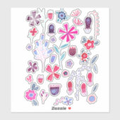 Waterverf bloemen en bloemen sticker (Vel)
