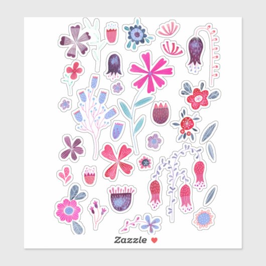 Waterverf bloemen en bloemen sticker (Vel)