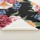  waterverf Bloemen en Botanisch Zwart Sherpa Deken (3/4)