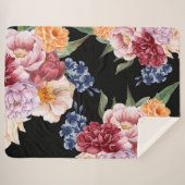  waterverf Bloemen en Botanisch Zwart Sherpa Deken (Voorkant (horizontaal))