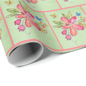 Waterverf bloemen en botervliegen cadeaupapier (Rol Hoek)