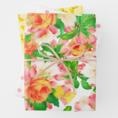 Waterverf bloemen en botervliegen inpakpapier vel (In situ)