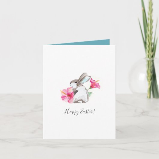 Waterverf Bloemen en Bunny Easter Kaarten (Voorkant)